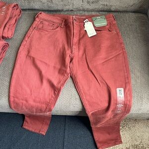 Casual Slim Fit Men's Jeans in Rust Red